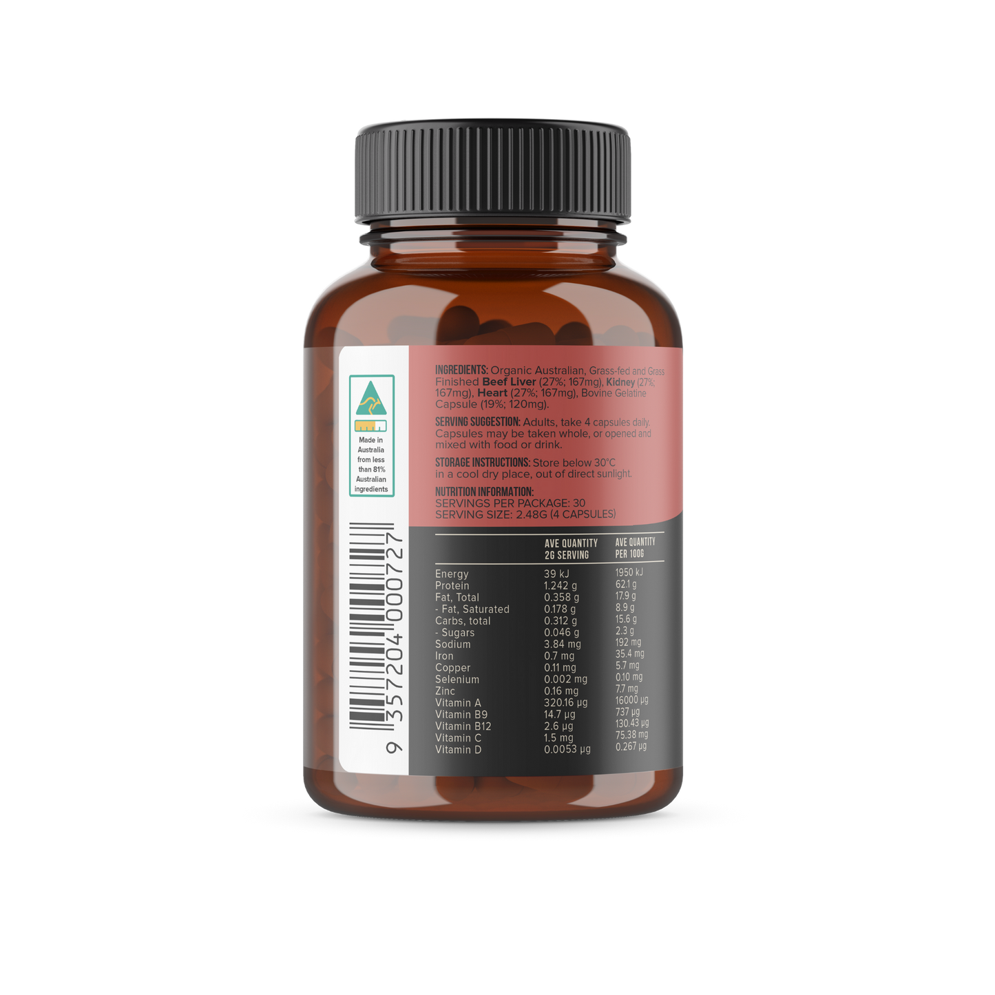 Chief Organic Beef Liver, Heart & Kidney Immunity Boost (120 Capsules)